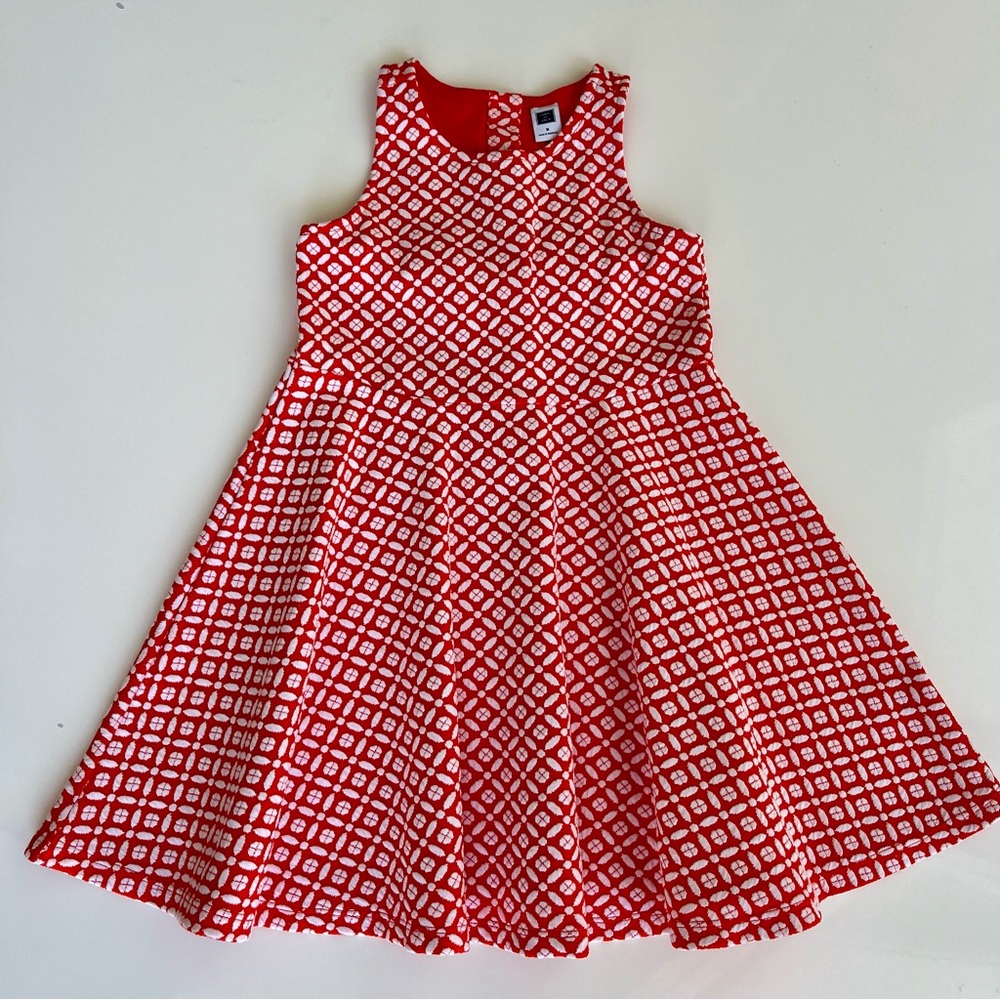 NWOT, Janie and Jack Poppy and White Jacquard Dress, Size 5